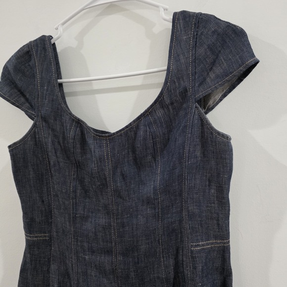 Talbots Linen Chambray Dress Size 2 Petite Blue Sundress Summer Mini - Picture 3 of 11